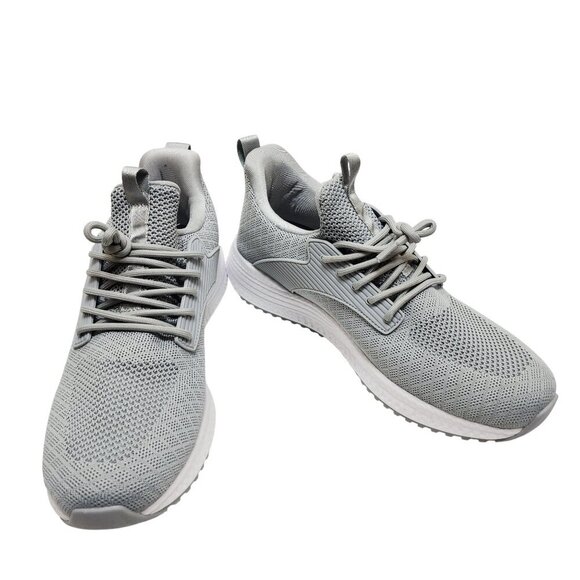 Men's Gray Athletic Sneakers Size 10.5 Lightweight Breathable Knit Fabric - Picture 3 of 11